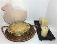 Ten Gilded Charges, Wicker Tray, Duck