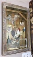 Weathered Wood Rooster Shadow Box