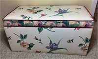 Upholstered Linen Bench with Floral