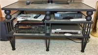 Wrought Iron with Inset Stone Top TV Stand