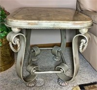Scrolled Metal Side Tables with Faux Stone