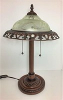 Glass Shade on Metal Base Desk Lamp