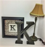 "K" Décor Shadowbox, Letter and Candle