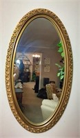 Oval Gilt Framed Wall Mirror with Applied