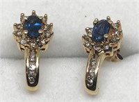 H120 14KT YELLOW GOLD BLUE SAPPHIRE AND DIAMOND