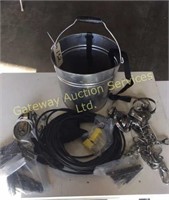 Metal Pail with  5ft Extension Cords, Straps