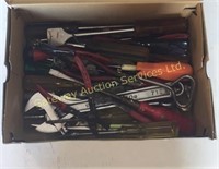 Box of Assorted Screwdrivers and Wrenches