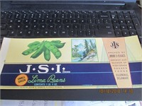 2 J.S.I.(John S Isaacs) Lima Beans Labels-Ellendal
