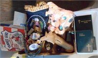 Box of Misc. Items Including Old Yankee Girl Chew