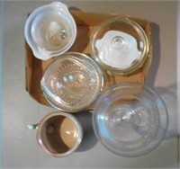 Box of Mixed Glass, Pottery, Bakeware, and Large