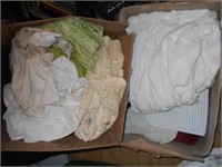 2 Boxes of Linens and Blankets Mixed