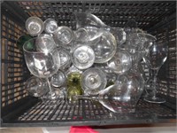 Box of Mixed Glass Cups and Other Items