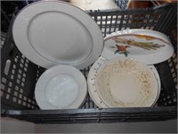 Box of China Mixed with Assorted Serving Pieces