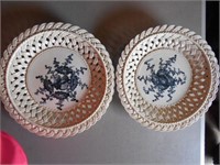 2 Ribbon Platters Made in Spain 14"Wide