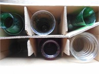 Box of Mixed Glass Vases Clear and Green