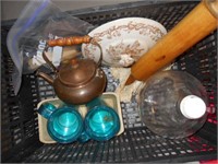 Box of Misc. Items Including Copper Pot