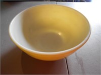 10"Wide Yellow and White Pyrex Mixing Bowl