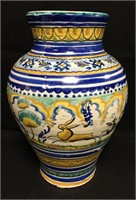 Faiance Style Decorated Pottery Vase