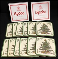 12 Spode England Coasters, Christmas Tree