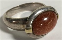 Sterling Silver And Goldstone Ring