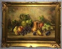 F. Rupert Oil On Canvas Still Life Of Fruit
