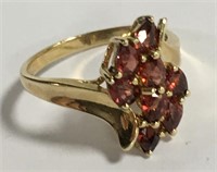 10k Gold Ring With Red Stones