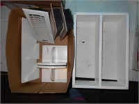 Box of Small White Shelving and 3 Vent Covers