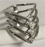Sterling Silver Ring With Clear Stones