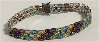 Sterling Silver And Multicolored Stone Bracelet