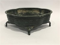 CHINESE BRONZE 4 FOOTED BOWL