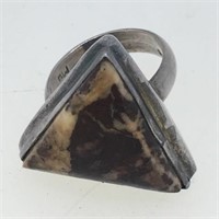 TRIANGLE SHAPED STONE SET IN STERLING