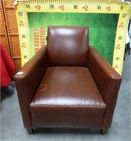 11 - NEW BROWN LEATHER CHAIR W/ LONG ARMS