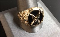 10KT MEN’S RING ONYX WITH GOLD EAGLE
