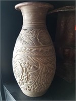2 DECORATIVE VASES AND A METAL URN