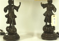 PAIR OF 18th CENTURY FIGURAL SANTO LAMPS