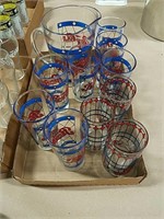 Lot of 10 Pepsi cola glasses with a pitcher