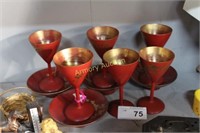 GOLD DECORATED CUPS WITH SAUCERS
