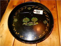 Hand Decorated Round Toleware Tray