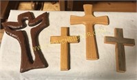 Assorted lot of handcarved Woodart crosses