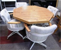 11 - ROLLING PADDED CHAIRS & ANGLED TABLE SET