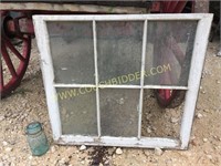 Antique wooden white 6 pane window frame