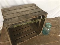 Antique weather wooden slatted produce crate