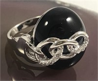 .925 Silver Ring with Onyx Stone