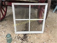 Old wooden square 4 pane window frame