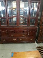 Vintage lighted China hutch with back mirrors