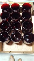 Lot of 12 ruby red glasses