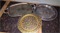3 serving trays to Silver Plate and one copper