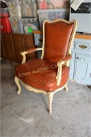 French Provencial-style armchair, leather