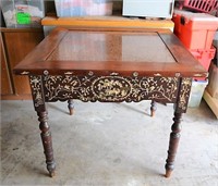 Early 20th c Chinese restaurant table, MOP, marble