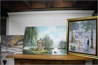 3 paintings of various subjects